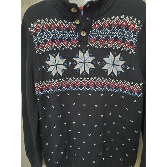 Chaps Boy's Cotton Fair Isle Snowflake Mock Neck Pullover Sweater Size XL 18-20 - Picture 5 of 8